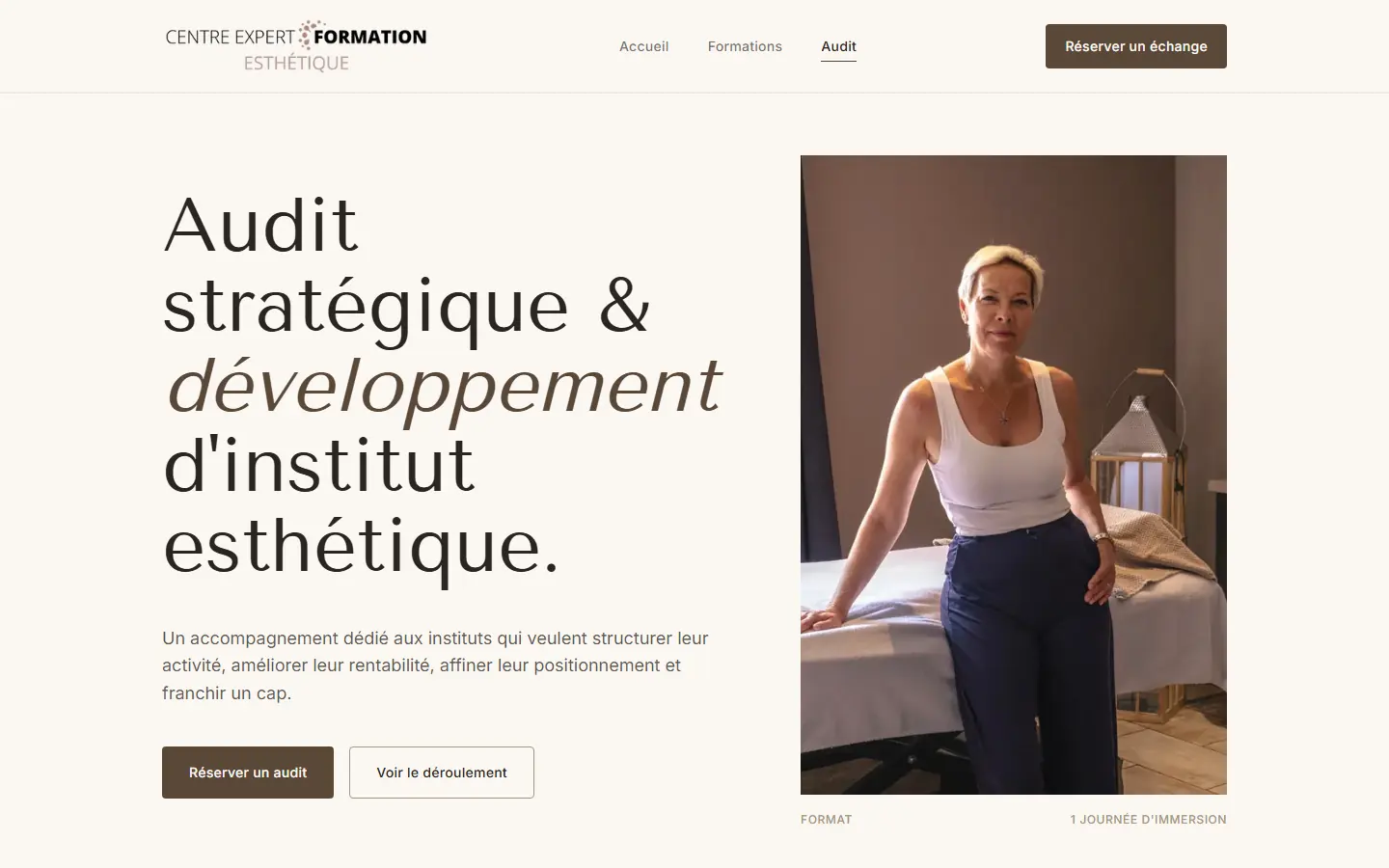 Page audit du site Centre Expert Formation Esthétique